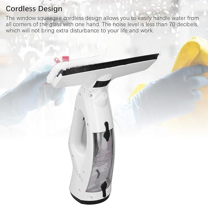 Electric Window Squeegee Glass Cleaner Tool, 3 in 1 Mirror Window Cleaner Squeegee Kit with Spray Cordless Electric Window Vacuum for Windows, Tiles, Glass, Mirror