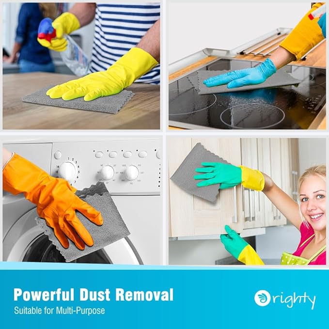 Orighty Microfiber Cleaning Cloth, 5 Pack Highly Absorbent Cleaning Rags, Household Cleaning Supplies, Reusable Lint Free Cloths Microfiber Rag for House, Kitchen, Car Care, 12x11 inch, Grey