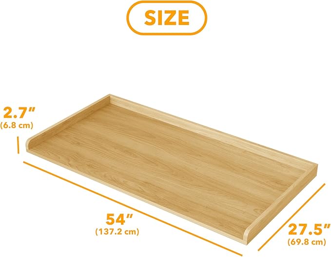 SpaceAid Washer Dryer Countertop, Laundry Wood Shelf Topper with Edge, 54" Width x 27.5" Depth Cover Guard Organizer for Washer and Dryer Laundry Hamper Counter Storage Organization (Maple Wood)