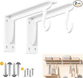 Closet Rod Support Bracket White WYGWP 13.5 inch Heavy Duty Shelf Brackets with Rod Holders Support 400lbs Wall Mounted Sturdy 2 Pack