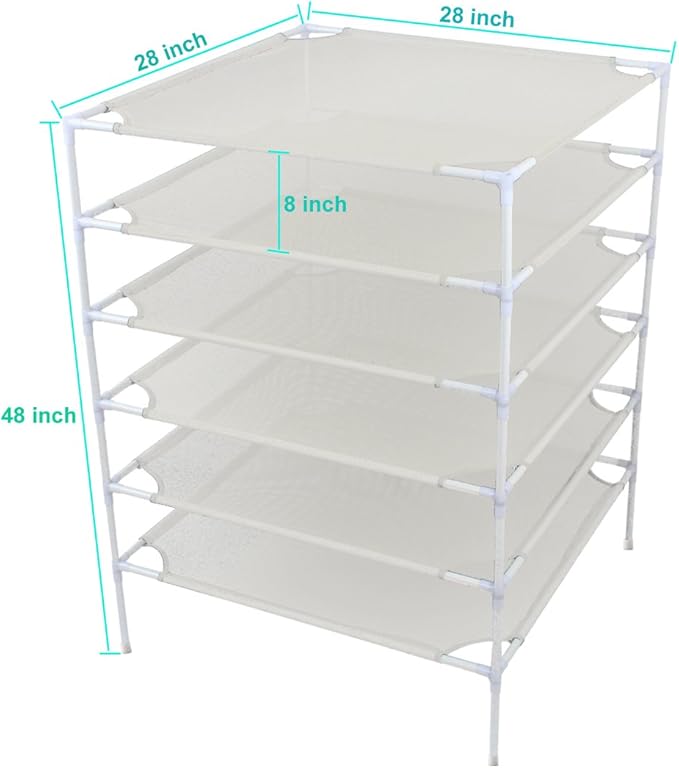 6 Layer Sweater Drying Rack Mesh Foldable,Stackable,White