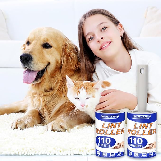 BAILALIBO Lint Rollers for Pet Hair Extra Sticky, 1100 Sheets Mega Value Set, Lint Remover for Clothes, Couch, Carpet, Dog & Cat, Furniture, Mini Travel Refills, for Daily Cleaning Tool