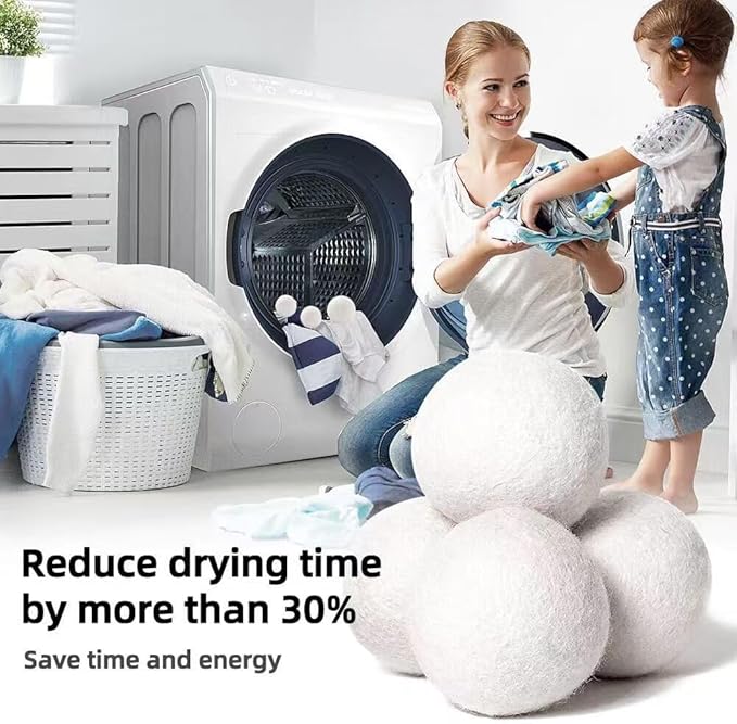 Wool Dryer Balls (6pc) – 100% Organic New Zealand Wool, Natural Fabric Softener, Reusable, Reduces Wrinkles & Drying Time, Eco-Friendly, Lint-Free, Chemical-Free Alternative to Dryer Sheets
