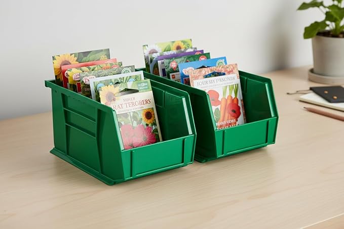 Hudson Exchange 9-1/2" x 6" x 5" (6 Pack) Plastic Stackable Storage Bin and Hanging Container, Green