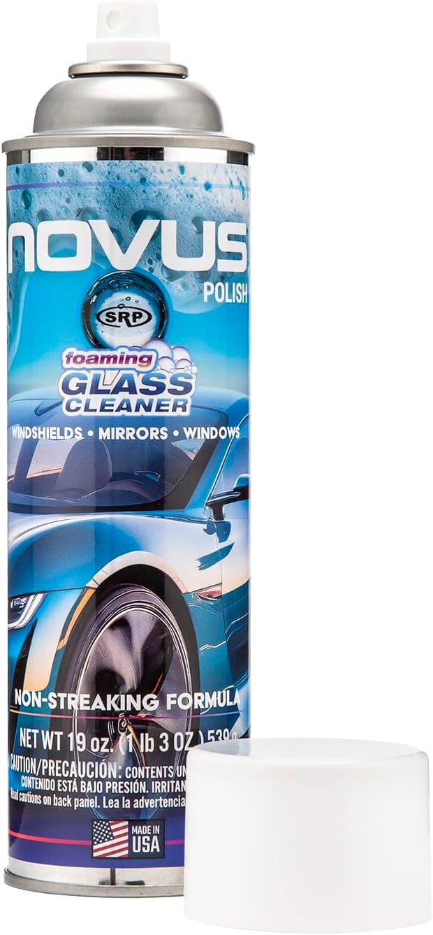 NOVUS 1802 | Glass Cleaner Spray | Powerful Foaming Glass Cleaner, Streak-Free Shine for Home and Auto | Safe for All Glass Surfaces | 19 Ounces (1 Pack) |