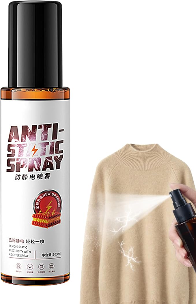 Anti Static Spray - Clothes Static Remover, Instant Travel Size 100ml | Fabric Electricity Eliminator for Shirts, Dresses, Jackets, Skirts, Sweaters, Pants, Daily Wear, Portable Clothing Solution