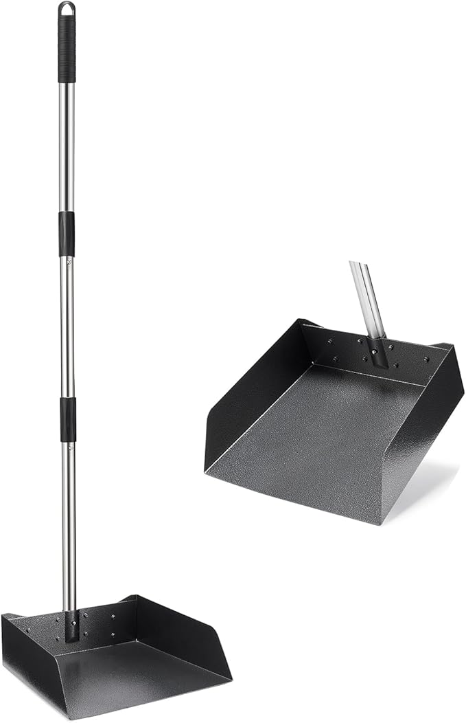 Yangbaga Dust Pans with Long Handle - 39” Heavy Duty Metal Upright Dustpan - Long Handled Stand Up Dustpans - Best Dustpans for Home/Lobby/Shop/Garage/Yard