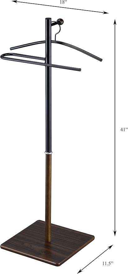 Proman Products VL17241 Kumo Freestanding Metal Valet Stand Organizer with Removable Hanger, Trouser Bar, Black, 11.5" W x 11.5" D x 41" H