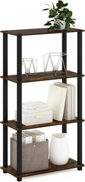 Furinno TURN-S-TUBE Storage Shelves, 4-Tier Book Shelf, Corner Shelf, Toolless Open Shelves, for Organization and Storage, Living Room, Garage, Home Office, Amber Pine