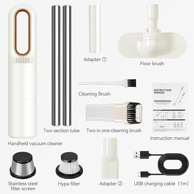 Handheld Vacuum Cleaner, 2-in-1 Mini Cordless Vacuum Cleaner, USB Rechargeable Car Vacuum Portable, Quickly Dust Removal, for Hardwood Floor, Carpets, Pet Hair, Car, Office & Home Cleaning