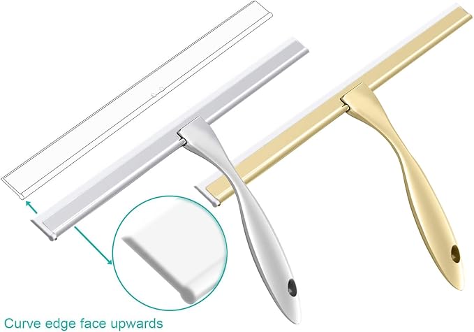 Standard Shower Glass Doors Squeegee Replacement Silicone Rubber Blade 10 inch 2PCS(White)