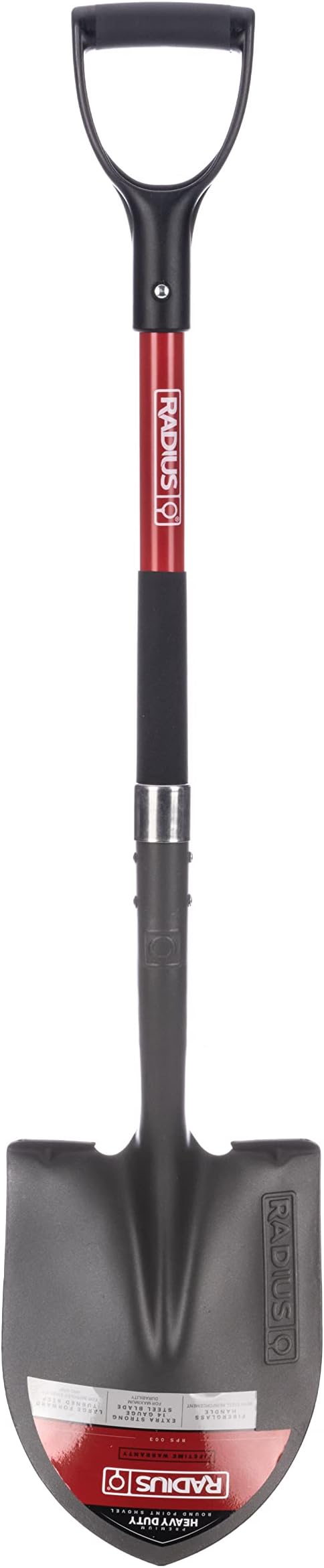 Radius Premium D-Handle Round-Point Shovel, Fiberglass Shaft