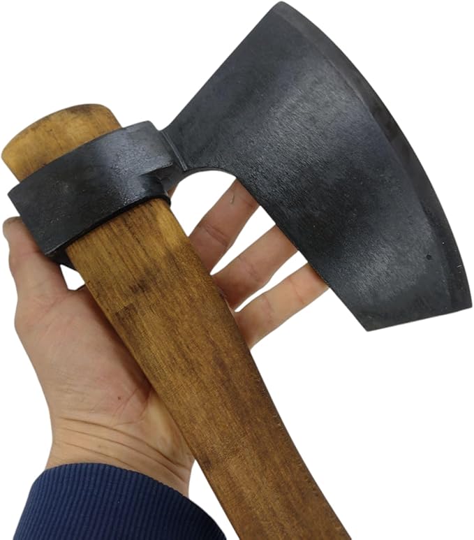Hand-Forged Hewing Bearded Broad Axe – European Style | Timber Framing, Log Building & Woodworking Tool | Razor-Sharp High-Carbon Steel Blade with Offset Curved Beechwood Handle