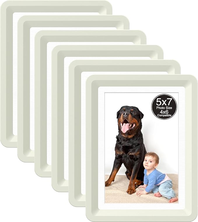 5x7 Picture Frame, Clear Acrylic Photo Frame with White Mat for 4x6 Photos, One-Piece Shatterproof Tool-Free Design, UV-Resistant Waterproof Tabletop Frame for Home Office Decor with 10-Year Warranty