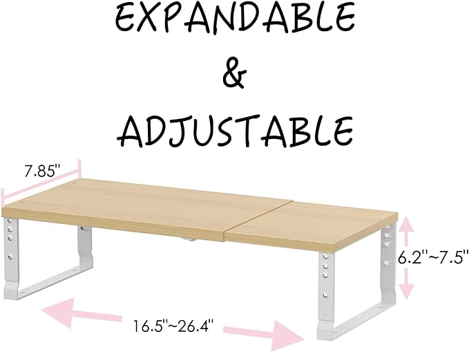 Adjustable Metal Shelving Unit, Stackable & Expendable Storage Rack for Home/Office/Kitchen, Space-Saving，Sturdy&Durable，Easy Assembly（1PACK/Medium/White/Burlywood