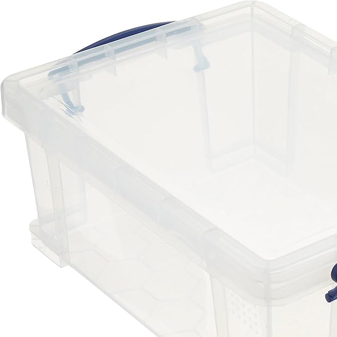 Really Useful Box Stackable 9 Liter Plastic Storage Container Bin with Snap Lid & Built-In Clip Lock Handles for Home & Office Organization (10 Pack)