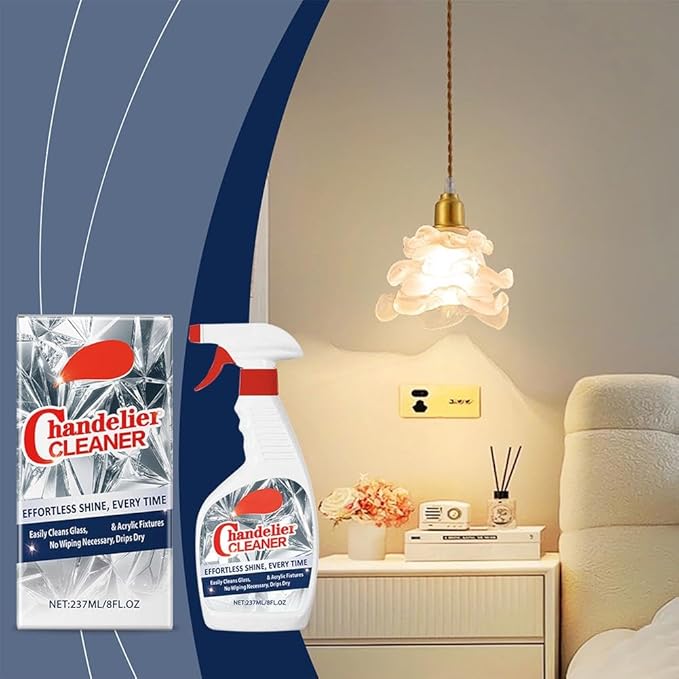 Chandelier Cleaner Spray – No Wipe Crystal & Brass Cleaner for Chandeliers, Drip-Dry Formula, Safe for Glass, Silk Plants, and Dark Crystals – Fast Dusting & Streak-Free Cleaning 1 Pcs