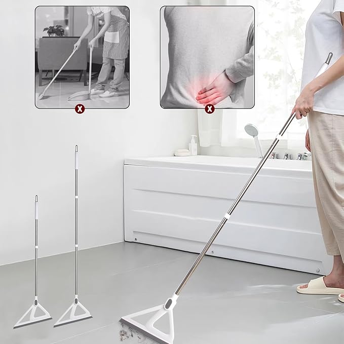 Multifunction Silicone Broom，Squeegee Broom Sweeping Water and Pet Hair，Rubber Broom Sweeper for Floor Bathroom Kitchen Shower，Rugs，Glass Windows（White）
