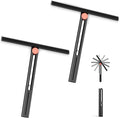Upgraded Shower Squeegee for Glass Doors with 2 Pack Multi-Purpose 360° Rotating Window Squeegees for Walls Wiper, Car Windshield, Tile, Mirrors and Kitchen