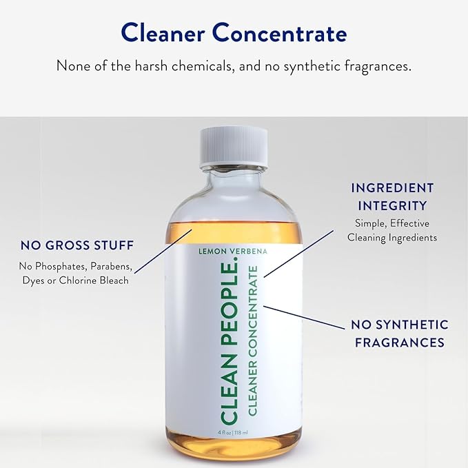 Clean People Cleaner Concentrate - All-Purpose Cleaner for Multi-Purpose Cleaning, Bathrooms, Floors, Concentrated, Recyclable Packaging (Lemon Verbena Scent) 4oz (2 Pack)