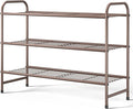 Kitsure Shoe Rack - Stainless Steel Shoe Organizer, Sturdy Shoe Rack for Closet and Front Door Entrance, Free Standing Shoe Shelf, Closet Organizers and Storage, 25.6" Wide - 3 Tier, Brown