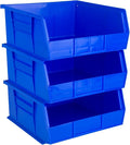 Hudson Exchange 11" x 11" x 5" (3 Pack) Plastic Stackable Storage Bin and Hanging Container, Blue