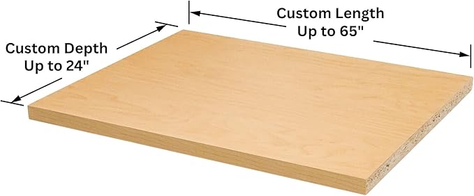 Custom Shelves, 3/4"" Thick Melamine, Cut to Size, Fully Customizable up to 65 inches Wide and up to 24 inches deep. for Cabinets, Closets, or Anywhere