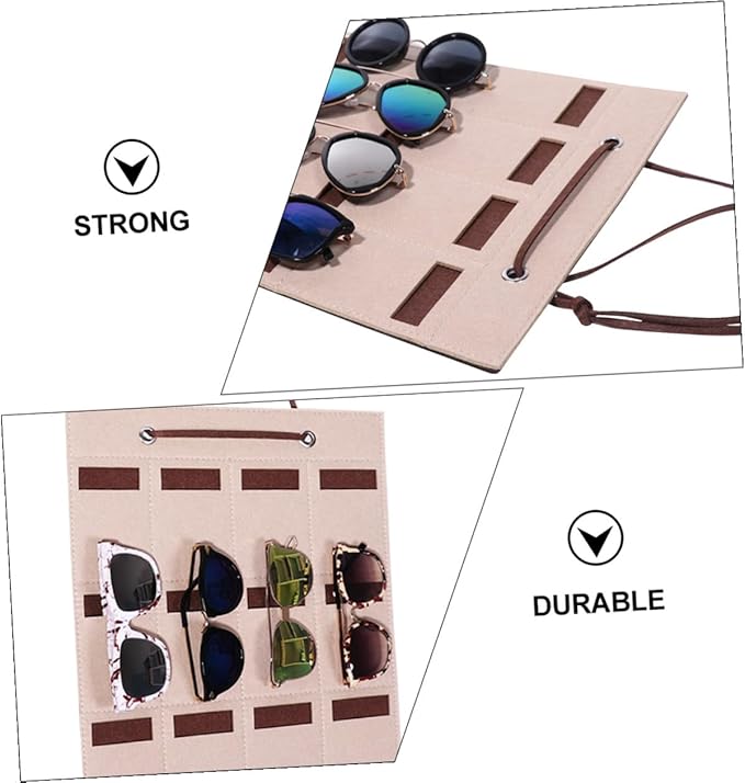 Alipis Felt Sunglasses Organizer Hanging Bag Wall Pocket Storage Pouch 30x40cm Small Camel Eyewear Holder for Door and Wall Hanging