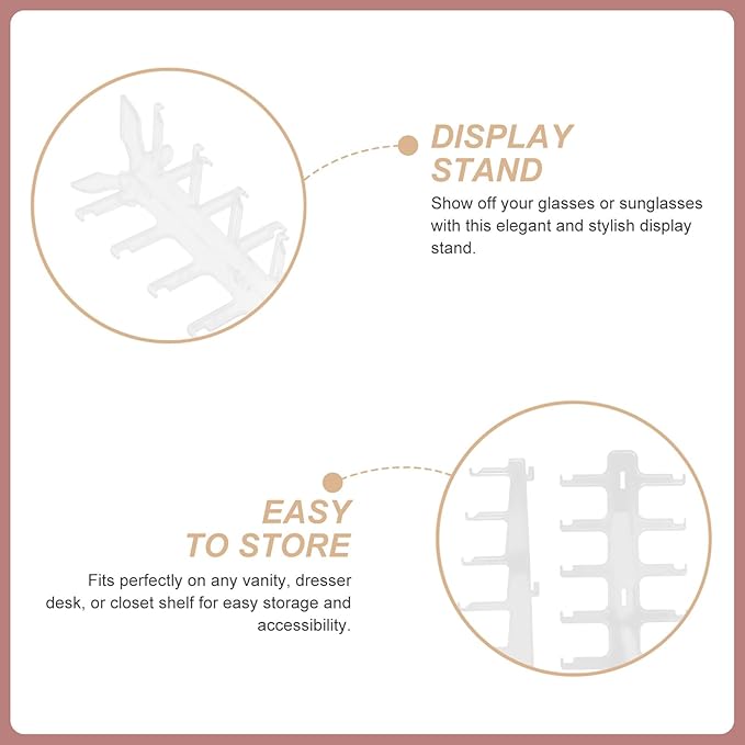FENICAL Multi-Layer Sunglasses Organizer Display Stand 6-Tier Plastic Glasses Storage Holder Rack for Desktop Eyewear Display and Home Organization