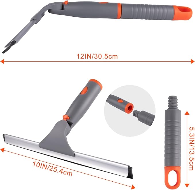ITTAHO 10" Swivel Window Cleaning Squeegee, All-Purpose Anti-Slip Window Squeegee with 2 Blades, Window Cleaner Tool Bathroom Squeegee for Shower Doors, Tile Shower Walls，Mirrors,Car Windshields