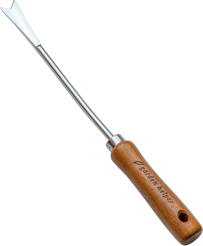 Dandelion Weed Puller Tool Handheld 13" - Garden Weeder Root Removal Tool - Heavy Duty Japanese Steel with Wood Handle - Made in Japan