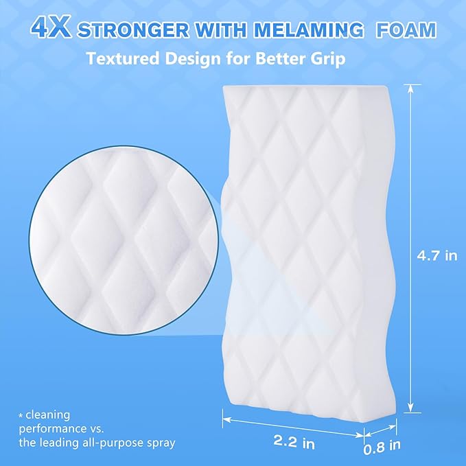 squish Magic Sponge Eraser, 10 Count Magic Cleaning Pads for Walls Oven, Kitchen, and Shoe Cleaner, Magic Erasers with Melamine Foam, Universal Cleaner