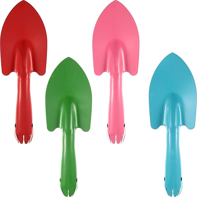 Honoson 4 Pieces 8 Inch Trowel Set Sand Shovels Metal Hand Shovel Colorful Spades Garden Tools for Beach Soil Planting Digging Gardening Transplanting