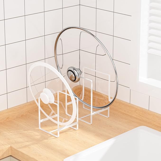 2 Large 1 Small Plate Organizers Holders Upright Cabinet Dish Drying Racks Metal Plate Dish Organizers Racks Stands for Countertop and Cupboard White