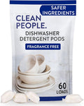 The Clean People Dishwasher Pods - Cuts Grease & Rinses Sparkling Clean - Residue-Free - Phosphate Free Dishwashing Pods (60 Count, Fragrance Free)
