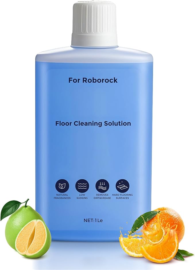 Floor Cleaning Solution Compatible with Roborock Robot Vacuum and Wet Dry Vacuum Cleaner, Deeply Cleans Various Hard Floors Without Leaving any Residue. 1L, 33.81 Fl Oz, Pomelo and Citrus Fragrance