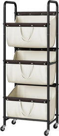 GRANNY SAYS 3 Tier Laundry Sorter, Laundry Basket with Wheels, Laundry Room Organization and Storage, 3 Section Rolling Laundry Cart for Dorm, Bathroom, Bedroom, Closet, Beige
