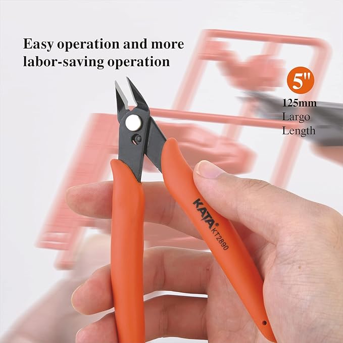 KATA Micro Wire Cutters Pliers: Precision Flush Cutter Tools for Jewelry Making Craft- 5-Inch Small Zip Tie Cutter Nippers - Mini Wire Side Cutting Snips for Electronics, Hobby Plastic Models, Gundam