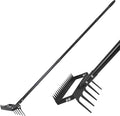 Gardzen 70" Garden Hoe for Weeding, Long Handle Hula Tool with Serrated Blade, Heavy Duty 2-in-1 Stirrup Scuffle Weeder, Cultivator Rake for Loosening Soil & Planting