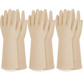 Reusable Waterproof Household Dishwashing Cleaning Rubber Gloves, Non-Slip Kitchen Glove (Ivory, Small (Pack of 3))