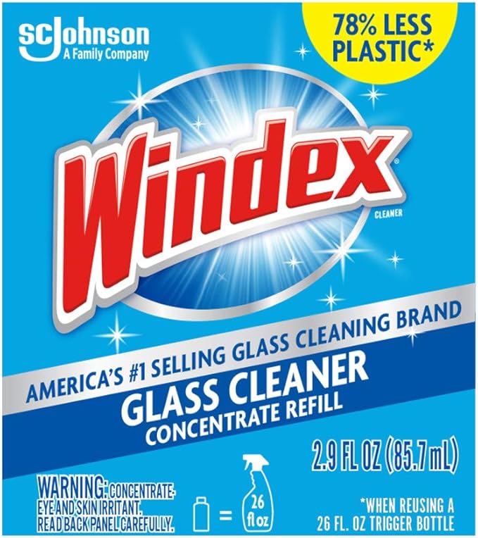 Windex Glass Cleaner Concentrate, Two 2.9 Ounce Concentrated Refill Bottles
