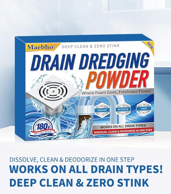 Upgrade Sink and Drain Cleaner, 6 Pack Pipe Dredge Cleaner Powders Fast Foaming Powerful Drain Cleaning for Kitchen Toilet Sink Quick Cleaning Tool
