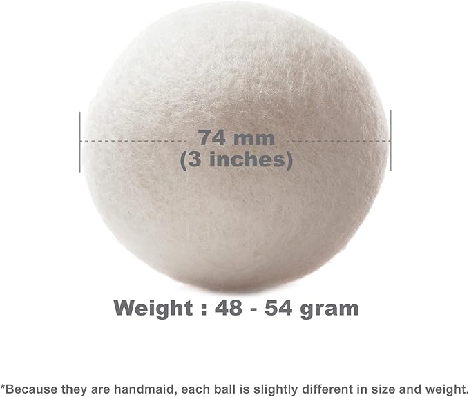 Wooland Wholesale Bulk Laundry XL Premium Wool Dryer Balls - 100% New Zealand Organic Wool Natural Fabric Softener for Sensitive Skin, Babies (75 Count)