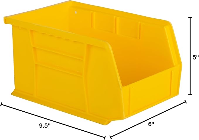 Hudson Exchange 9-1/2" x 6" x 5" Plastic Stackable Storage Bin and Hanging Container (Yellow, 1 Pack)
