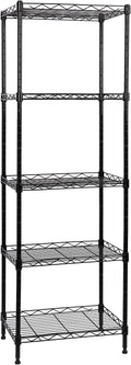 SUNLPH 5-Tier Wire Shelving Adjustable Shelves Unit Metal Storage Rack for Laundry Bathroom Kitchen Pantry Closet Organization (Black, 16.6" L x 11.4" W x 49.1" H)