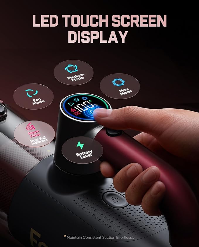 Fanttik Cruise V11 APEX Handheld Vacuum Cordless, 4-in-1 Vacuum Cleaner with 180° Rotatable Handle, 145W Brushless Motor, LED Touch Screen, 3 Suction Modes for Home Corners, Kitchen, Car, Crevices