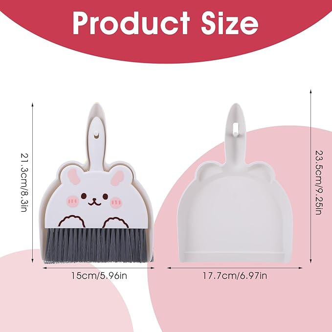Upgrade Small White Broom and Dustpan Set, Hand Dustpan and Brush Set, Cute White Mini Broom and Dust pan Sets, Little Dust Pan for Home Use Tabletop Debris Cleaning Pet Cages Guinea Pig Cages