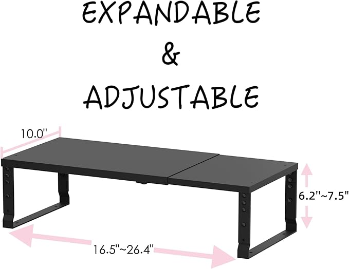 Adjustable Metal Shelving Unit, Stackable & Expendable Storage Rack for Home/Office/Kitchen, Space-Saving，Sturdy&Durable，Easy Assembly (1PACK/Large/Black