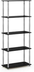 Furinno Turn-N-Tube 5-Tier Multipurpose Shelf / Display Rack / Storage Shelf / Bookshelf, Classic Tubes, Black/Grey