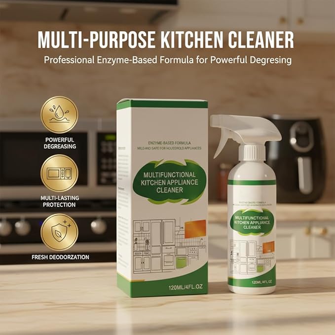 Kitchen Appliance Cleaner Spray, Multi-Purpose Cabinet Cleaner All in One, Kitchen Cabinet Cleaner for Stove Oven Range Hood Countertop, No Rinse No Scratch, 120ml/4oz (1PC)
